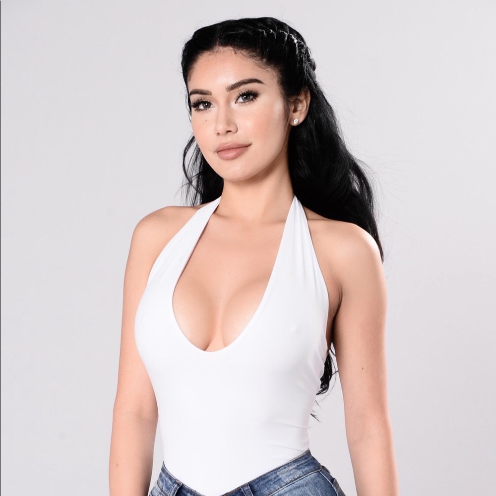 White halter bodysuit